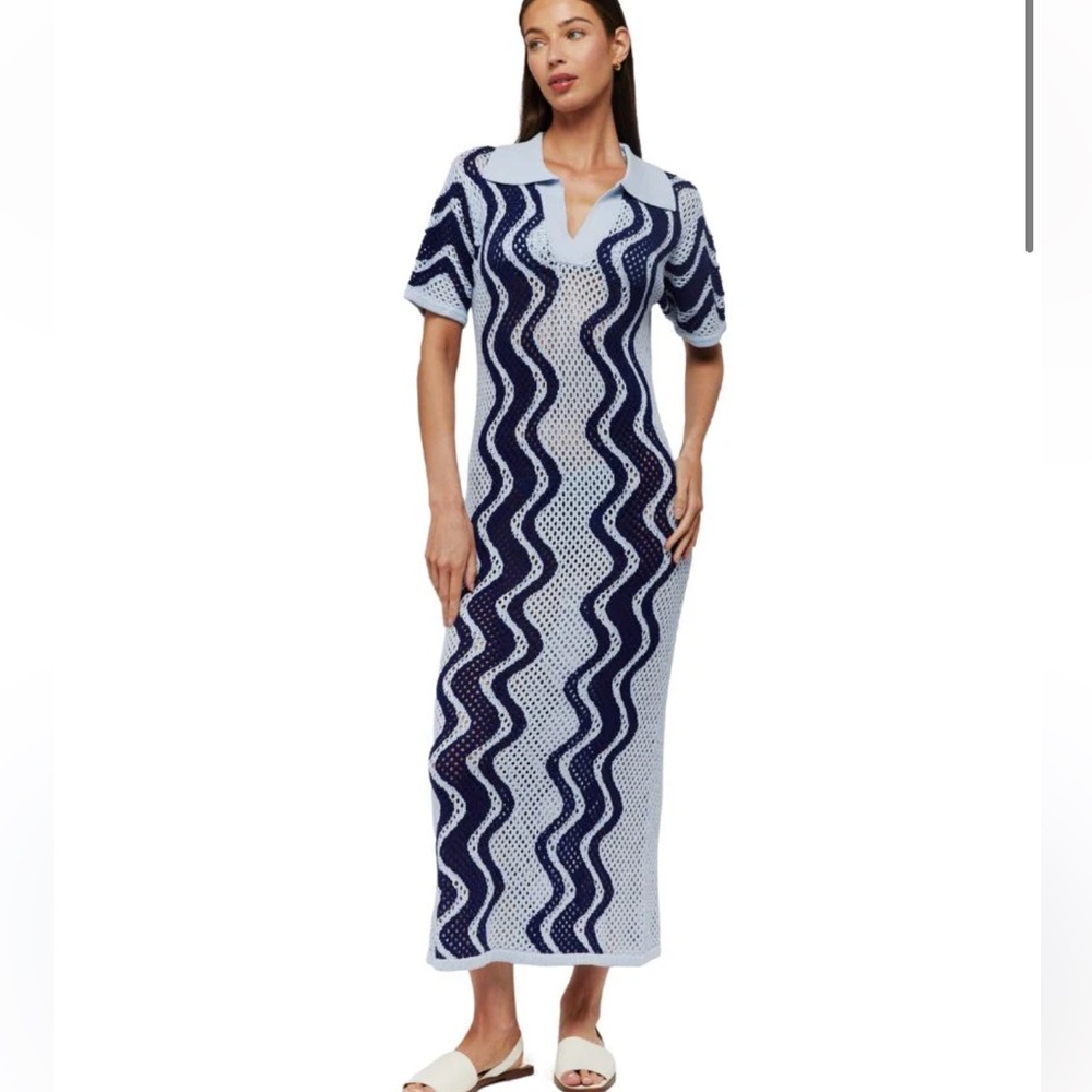 Brodie‎ Wispr Wave Pointelle Maxi Dress- Frost Blue/Insignia Blue